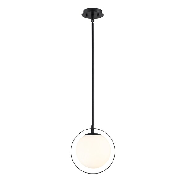 Midnetic 1 Light Mini Pendant, Matte Black & Matte Opal